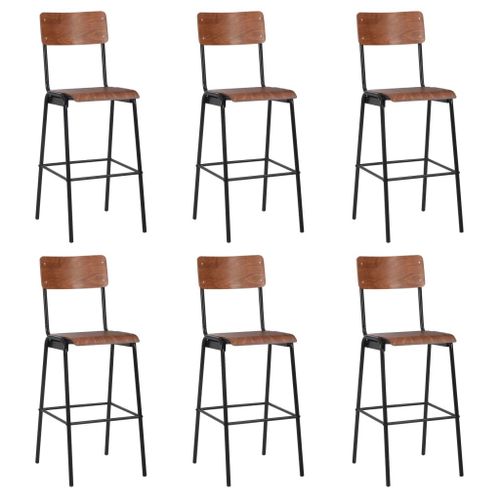 Vidaxl Chaises De Bar 6 Pcs Contreplaqué Solide Et Acier