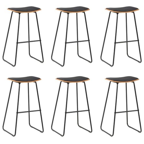 Vidaxl Tabourets De Bar 6 Pcs Noir Similicuir