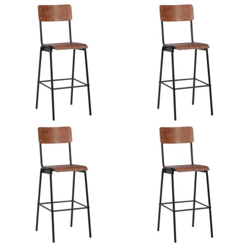 Vidaxl Chaises De Bar 4 Pcs Contreplaqu? Solide Et Acier