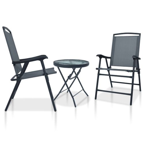 Vidaxl Ensemble De Bistro 3 Pcs Gris Acier