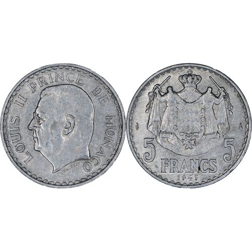 Monaco - 1945 - 5 Francs Aluminium - Louis Ii - 22-281