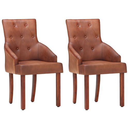 Chaises De Salle À Manger 2 Pcs Marron Cuir De Chèvre Véritable - Vidaxl