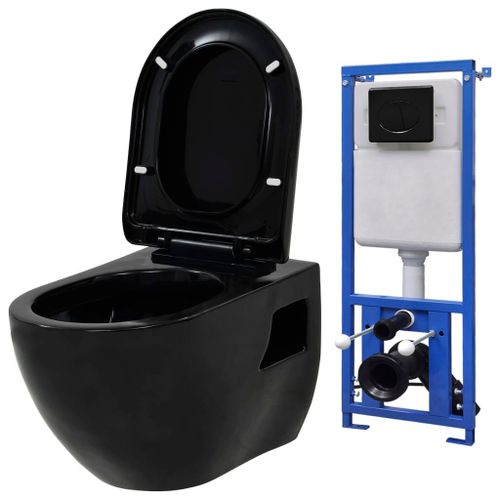 Toilette Suspendue Au Mur Avec Réservoir Caché Céramique Noir