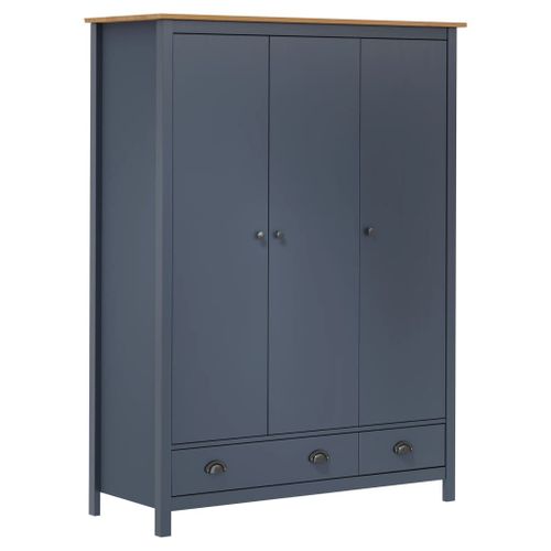 Vidaxl Garde-Robe À 3 Portes Hill Range Gris 127x50x170 Cm Pin Solide