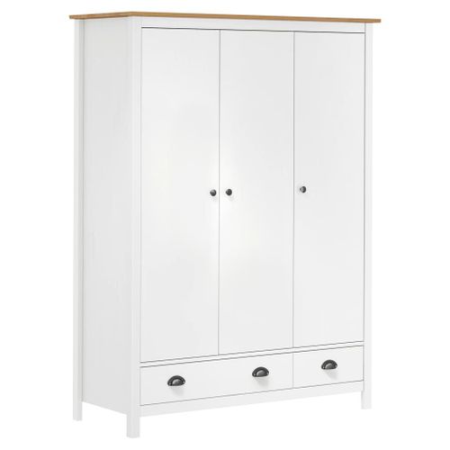 Vidaxl Garde-Robe À 3 Portes Hill Blanc 127x50x170 Cm Bois Pin Solide