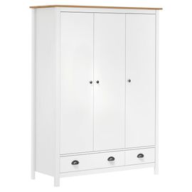 Vidaxl Garde-Robe À 3 Portes Hill Blanc 127x50x170 Cm Bois Pin Solide