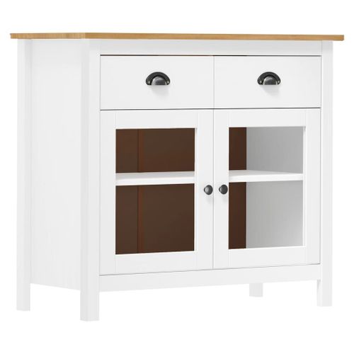 Vidaxl Buffet Hill Blanc 90x40x80 Cm Bois De Pin Solide