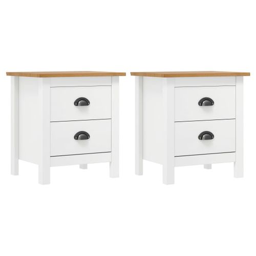 Vidaxl Tables De Chevet Hill Range 2 Pcs Blanc 46x35x49,5cm Pin Solide