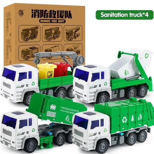 Couleur 4 Pcs Vert A Grand Camion De Pompiers Résistant Aux Chutes Pour Enfants, Ensemble De Jouets Éducatifs, Échelle, Élévateur, Arroseur, Camion De Pompier