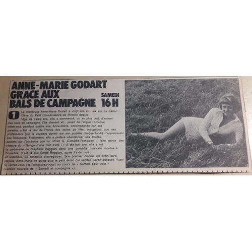 Anne-Marie Godart [Coupure De Presse - 1970] - 26 X 11 Cm