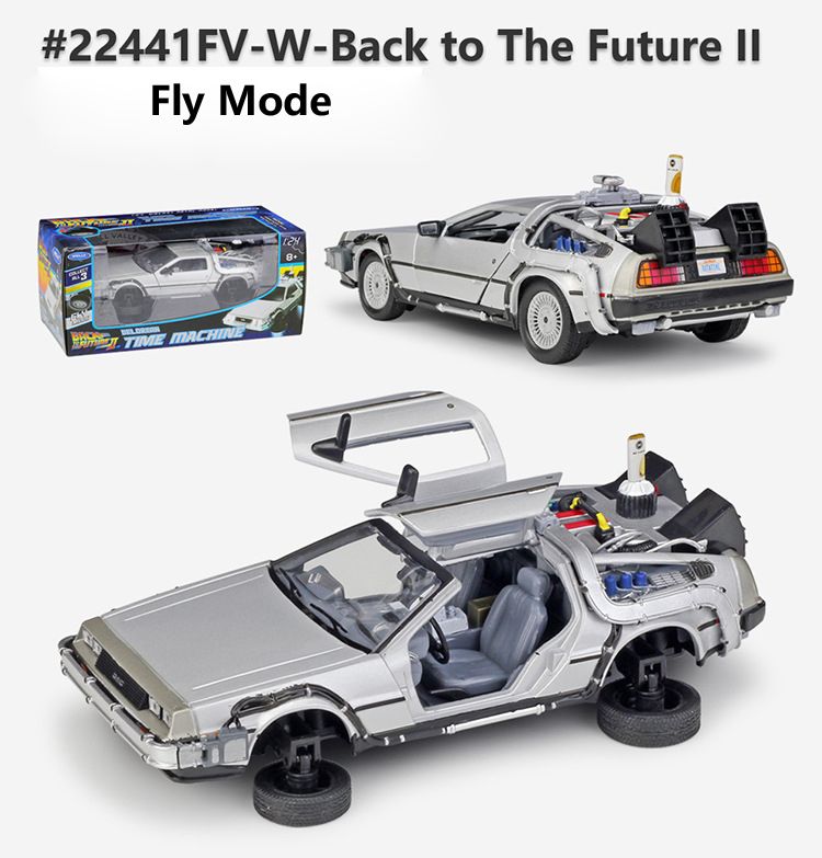 Couleur Retour Tothefuture2fly Welly ? Diecast-Jouet Delorean, Jouet En Alliage De Métal, Échelle 1:24, Pour Film Retour À L'avenir, Pièce 1/2/3, Cadeau Pour Enfants