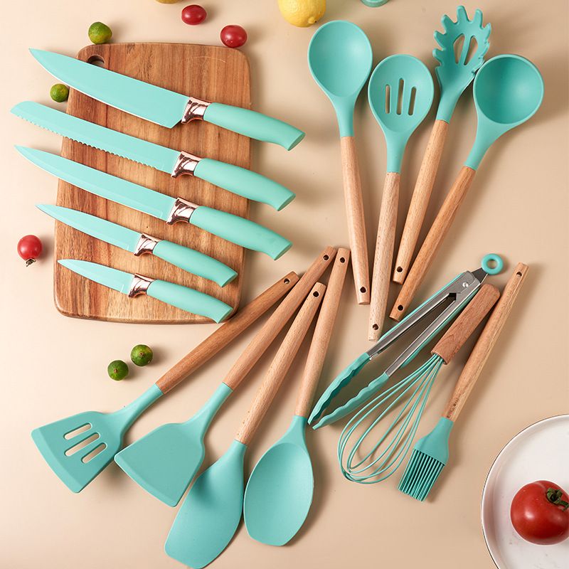 Ensemble D'ustensiles De Cuisine En Silicone Avec Manche En ... - 4