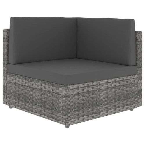 Vidaxl Canapé D'angle Sectionnel Résine Tressée Gris