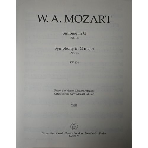 W.A.Mozart : Symphonie N° 15 - Partie Alto