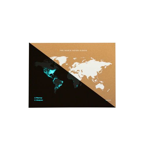 Carte en liège - Woody Map Fluor Edition / 60 x 45 cm / Sans cadre