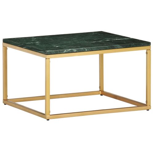 Vidaxl Table Basse Vert 60x60x35 Cm Pierre Véritable Et Texture Marbre