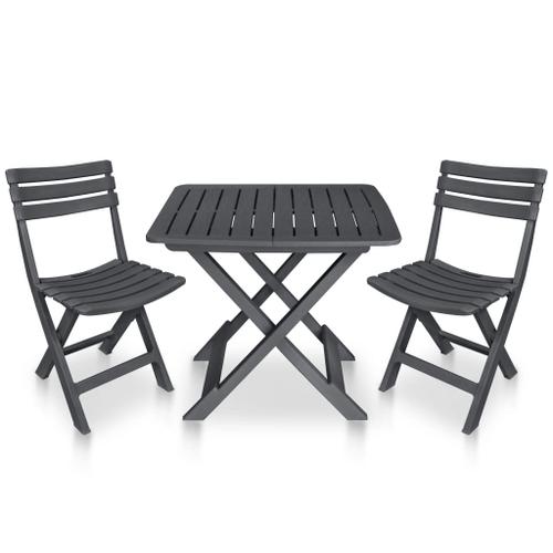 Vidaxl Mobilier De Bistro Pliable 3 Pcs Plastique Anthracite