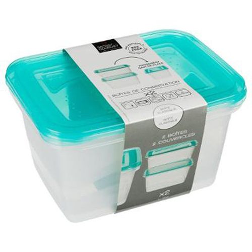 Lot De 2 Boîtes De Conservation "Fresh & Freeze" 2l Bleu