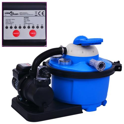 Pompe de filtration à sable avec minuterie 450 W 25 L