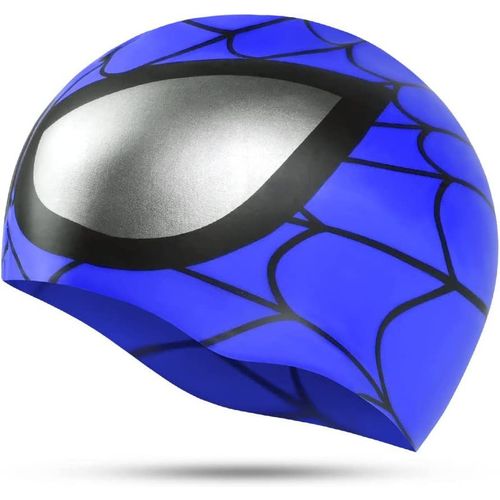 Bonnets De Bain Pour Enfants,Bonnet De Bain En Silicone Élastique,Bonnet Piscine Bonnet De Natation Pour Garçon Fille 3-9 Ans(Bleu)
