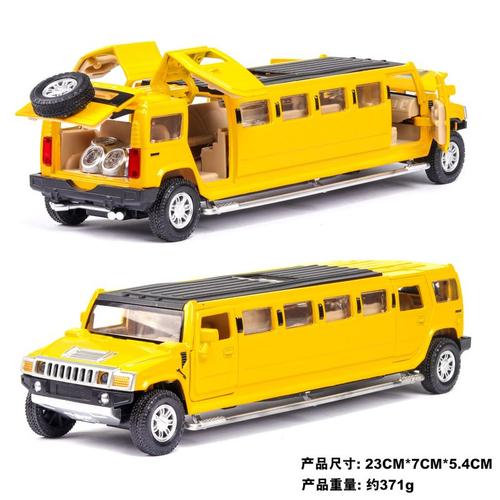 Couleur Jaune Hummer Allongée En Métal Moulé Sous Pression, Haute Simulation, Modèle De Voiture, Jouet Musical Pour Enfants, Véhicules, Cadeau