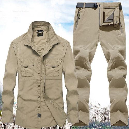 Chemise À Manches Longues Élastique À Séchage Rapide Pour Hommes,Ensemble Décontracté,Pantalon Respirant,Sports De Plein Air,Canadisme,Été