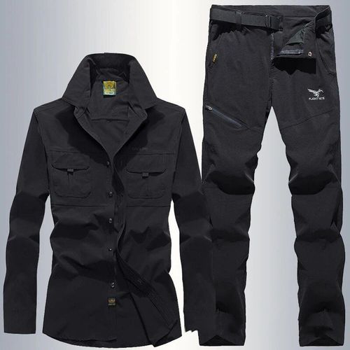 Chemise À Manches Longues Élastique À Séchage Rapide Pour Hommes,Ensemble Décontracté,Pantalon Respirant,Sports De Plein Air,Canadisme,Été