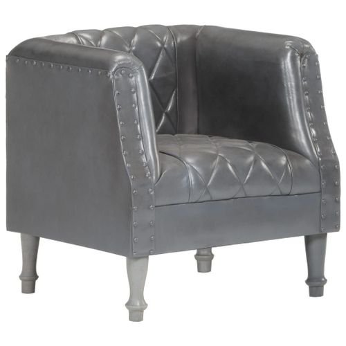 Vidaxl Fauteuil Gris Cuir Véritable De Chèvre