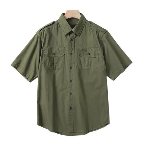 Chemise De Randonnée Tactique Pour Hommes,En Coton,De Travail,À Manches Courtes,Pour Sports De Plein Air,Séchage Rapide,Pour Pêche,Camping,Été
