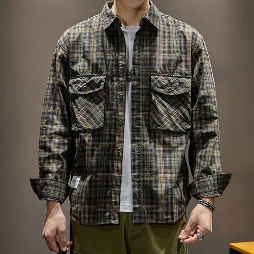 Chemise À Carreaux À Manches Longues Pour Hommes,Vêtements De Travail,Cardig Décontracté,Trekking En Plein Air,Camping,Voyage,Escalade,Manteau D'outillage,Automne