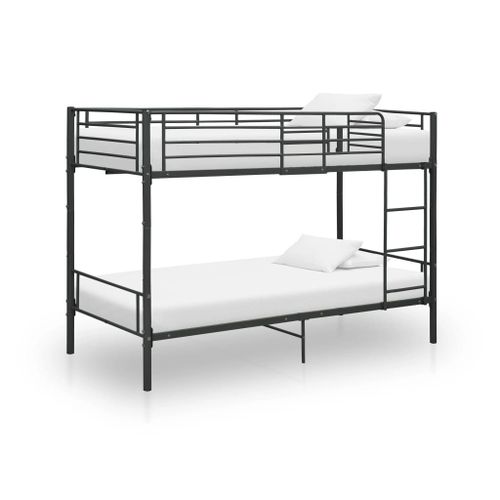 Vidaxl Lit Superposé Noir Métal 90x200 Cm