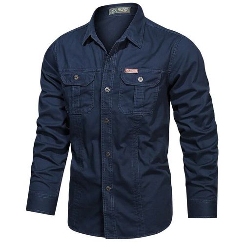 Chemise En Coton À Manches Longues Pour Homme,Chemise Multi-Poches,Randonnée En Plein Air,Camping,Gardien,Document Solide,Grande Taille