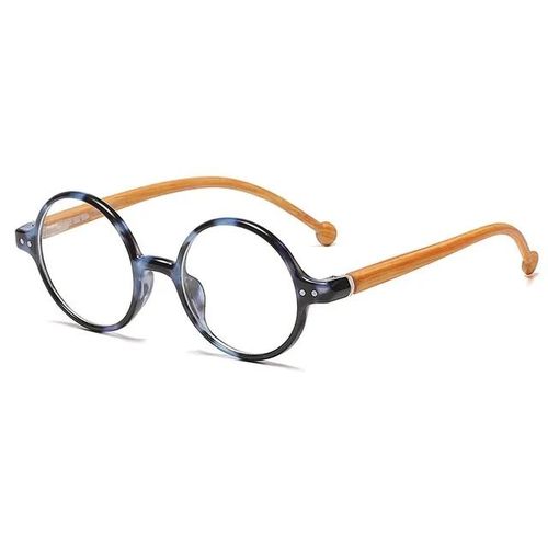 Lunettes De Lecture Rondes À La Mode Pour Hommes Et Femmes,Lunettes Presbytes D'aspect Bois,Charnière Sping,Confort De Renouvellement Classique - Type Blue Yellow Leg #B