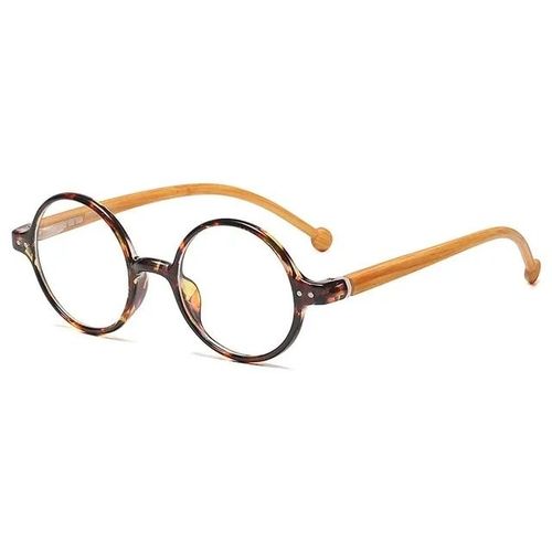 Lunettes De Lecture Rondes À La Mode Pour Hommes Et Femmes,Lunettes Presbytes D'aspect Bois,Charnière Sping,Confort De Renouvellement Classique - Type Leopard Yellow #B