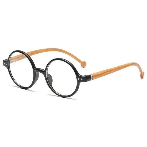 Lunettes De Lecture Rondes À La Mode Pour Hommes Et Femmes,Lunettes Presbytes D'aspect Bois,Charnière Sping,Confort De Renouvellement Classique - Type Black Yellow Leg #B