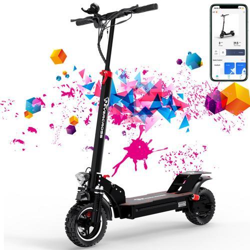 Trottinette Électrique Evercross Avec Application Pour Adultes, Moteur 800w, Vitesse De Pointe 25km/H, Autonomie 45km, Pneus Pleins 10", Pliable, Utilisable En Tout-Terrain