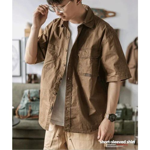 Chemise À Manches Courtes Pour Homme,Vêtement De Travail Décontracté,En Coton,Multi-Poches,Pour L'extérieur,Le Trekking,Le Camping,Été