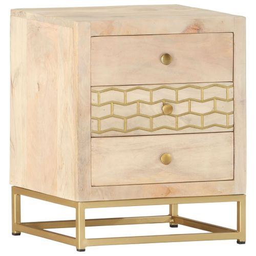 Vidaxl Table De Chevet Doré 40 X 30 X 50 Cm Bois De Manguier Massif