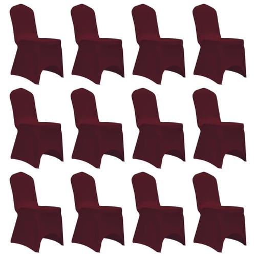 Housses Élastiques De Chaise Bordeaux 12 Pcs Vidaxl