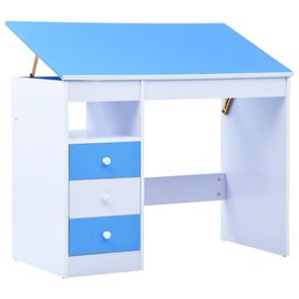 Vidaxl Bureau Pour Enfants Inclinable Bleu Et Blanc