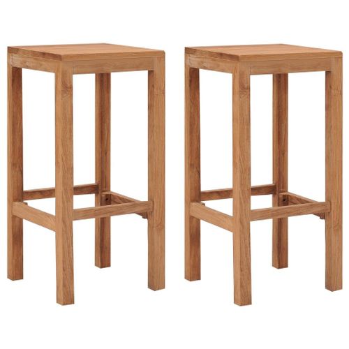 Tabourets De Bar 2 Pcs Bois De Teck Massif