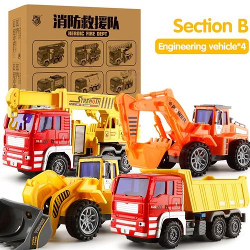 Couleur 4 Pcs Jaune B Grand Camion De Pompiers Résistant Aux Chutes Pour Enfants, Ensemble De Jouets Éducatifs, Échelle, Élévateur, Arroseur, Camion De Pompier