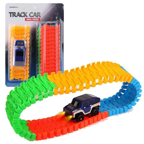 Couleur 1 Jeu Circuit Modifiable Authentique Avec Éclairage Led, Ensemble De Pistes De Course Pour Voiture, Circuit Assemblé De Chemin De Fer Flexible, Jouet D'anniversaire Pour Enfants