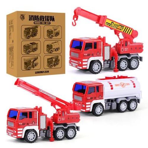 Couleur 3 Pièces A Grand Camion De Pompiers Résistant Aux Chutes Pour Enfants, Ensemble De Jouets Éducatifs, Échelle, Élévateur, Arroseur, Camion De Pompier