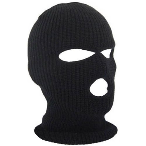 3 Hole Motorcycle Mask Balaclava Black Knit Hat Face Shield Beanie Cap Winter