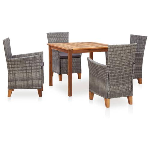 vidaXL Mobilier à dîner 5 pcs résine tressée et bois d'acacia gris