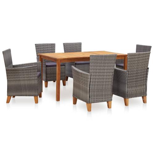 vidaXL Mobilier à dîner 7 pcs résine tressée et bois d'acacia gris