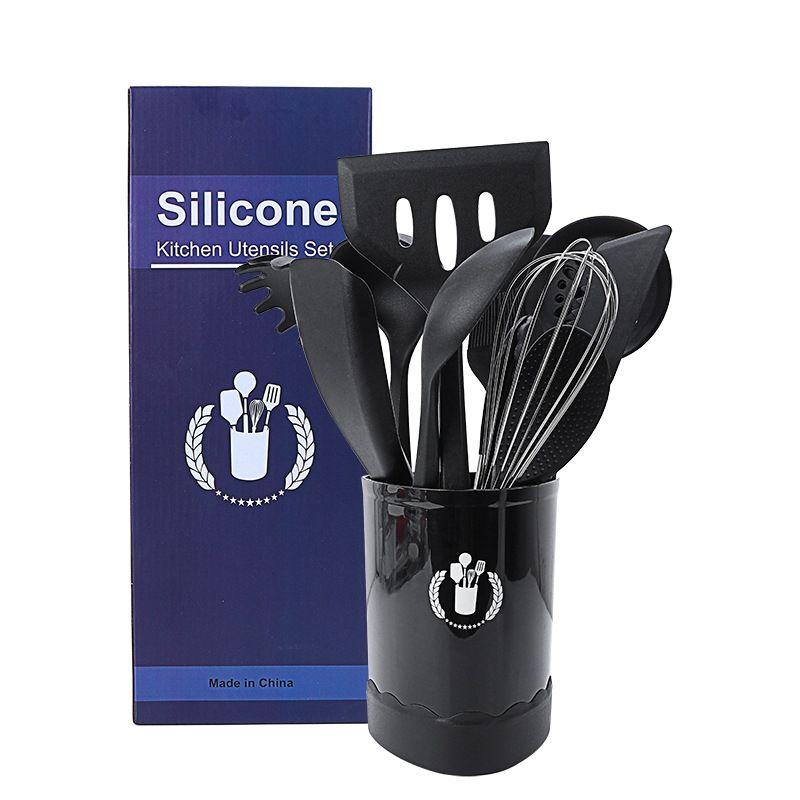 Manche En Bois Ustensiles De Cuisine En Silicone Ensemble De... - 5