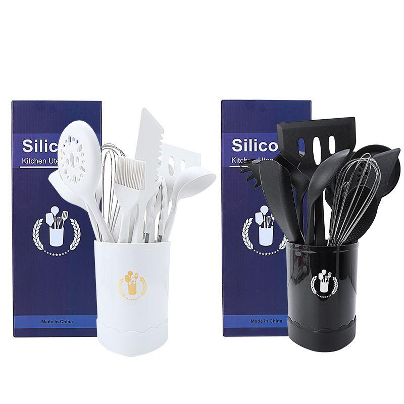 Manche En Bois Ustensiles De Cuisine En Silicone Ensemble De... - 6