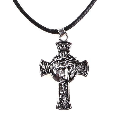 Rétro Christ Jésus Crucifix Pendentif En Métal Collier Religieux Chaîne Chrétienne Couronne Épines Collier Bijoux Cadeau